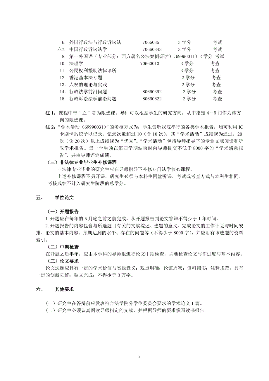 宪法行政法学硕士研究生培养方案_第2页