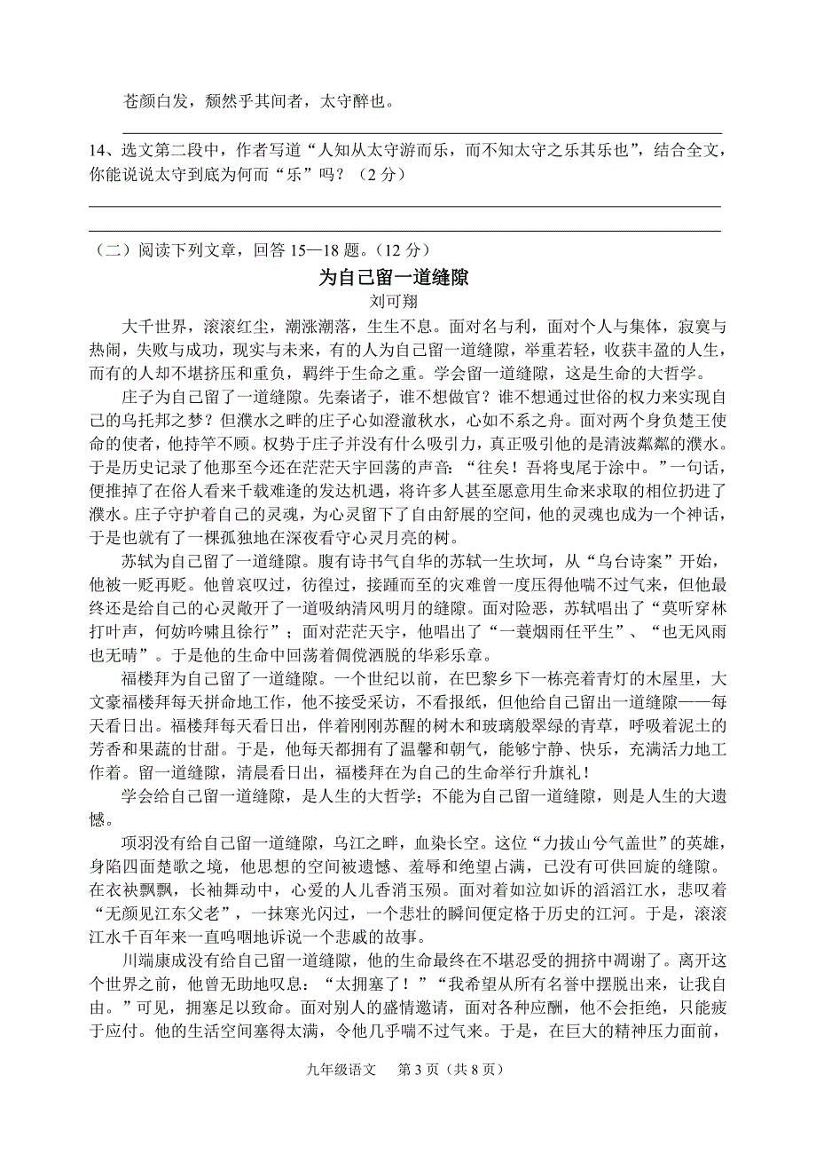 石井中学九年级语文上册期末测试题 (1)_第3页