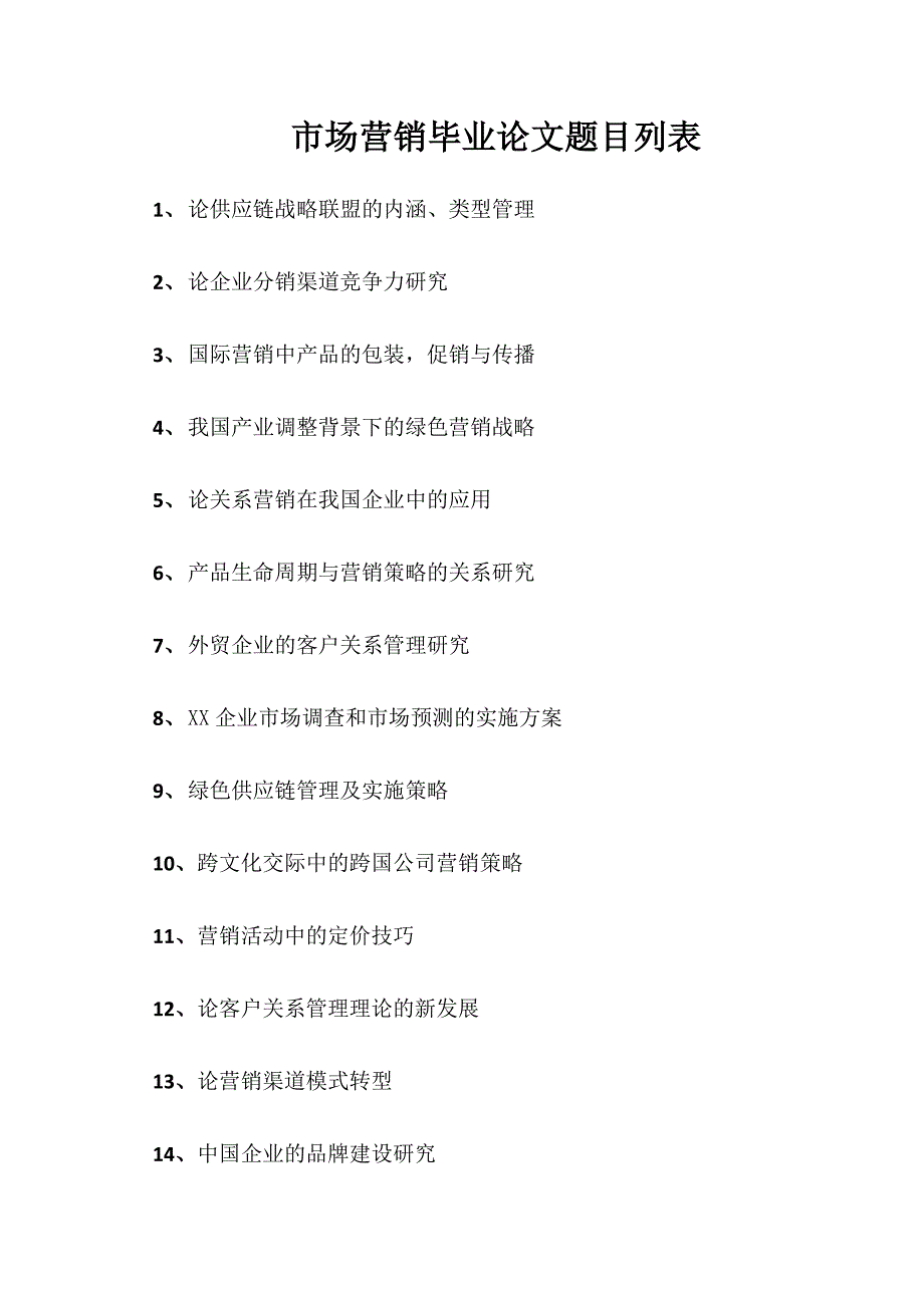 市场营销毕业论文题目列表_第1页