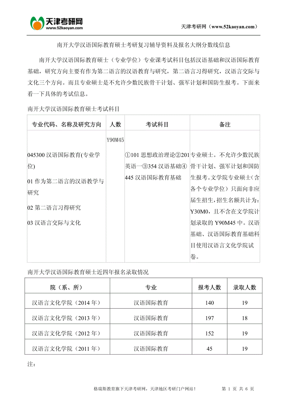 南开大学汉语国际教育硕士考研复习辅导资料及报名大纲分数线信息_第1页