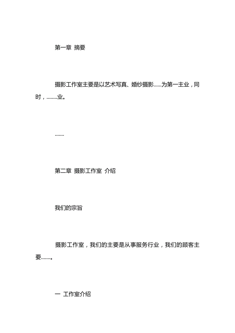 大学生摄影工作室创业计划书模板_第4页