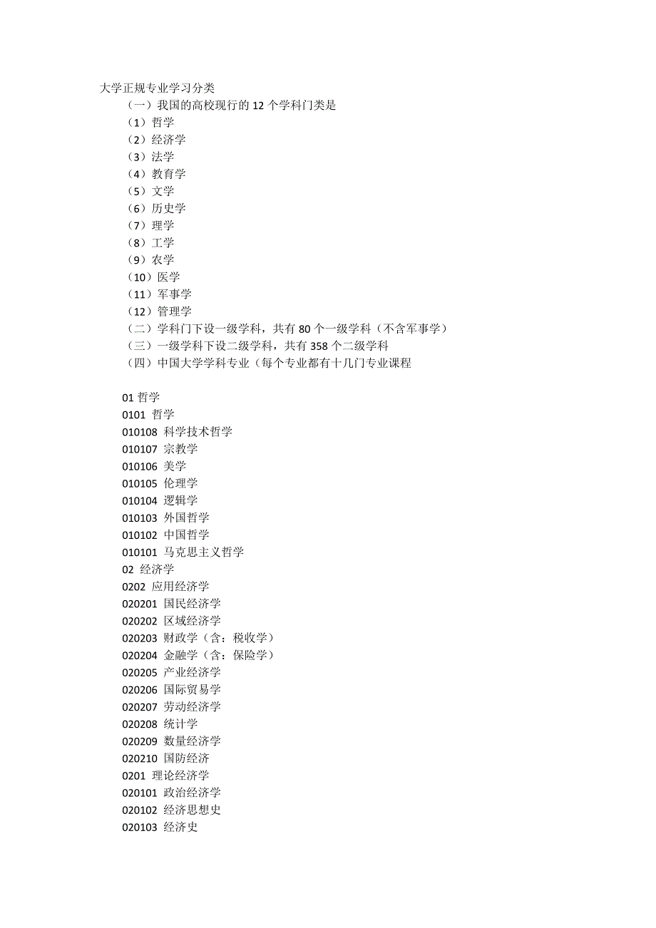 大学正规专业学习分类_第1页