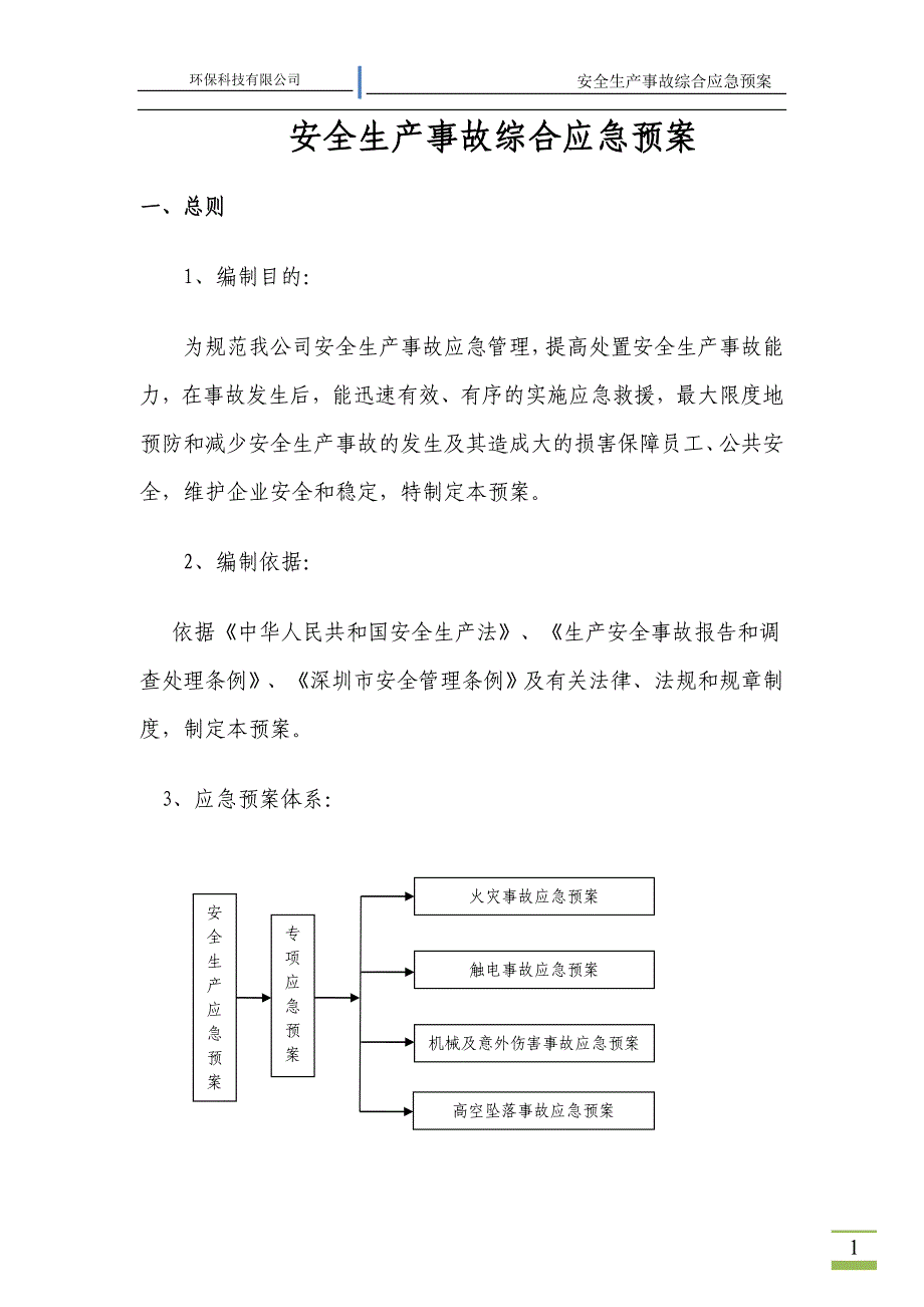 环保科技有限公司安全生产事故综合应急预案_第1页