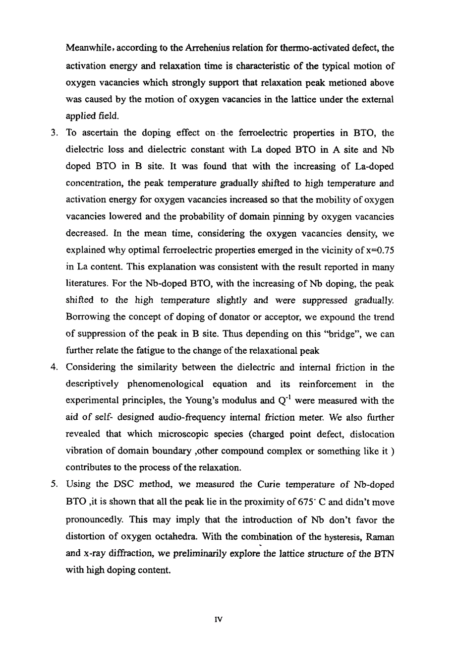 掺杂Bi4Ti3O12陶瓷的介电和内耗研究_第4页