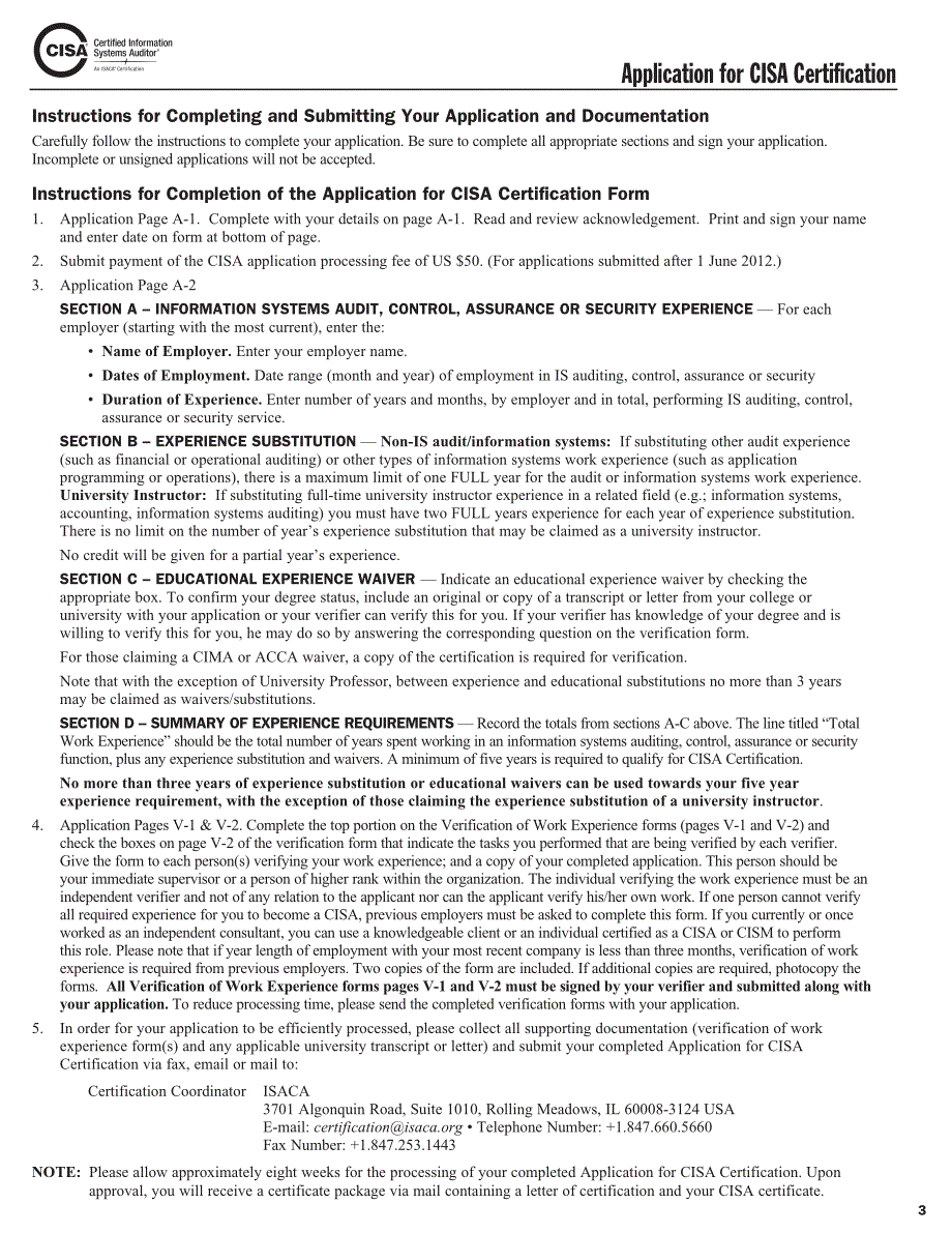 CISA 证书申请表格范本Application-form-download（blank)2012V_第3页
