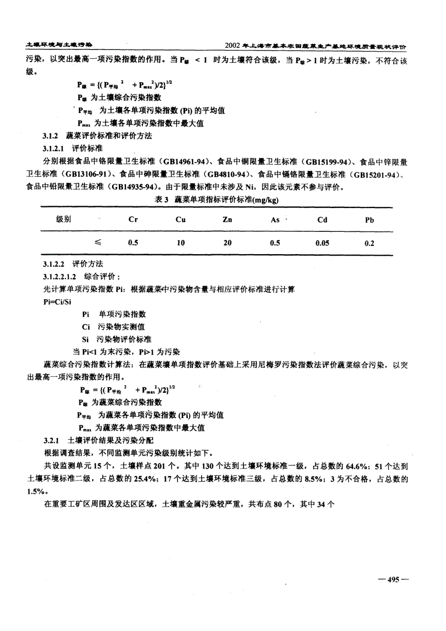 2002年上海市基本农田蔬菜生产基地环境质量现状评价_第3页