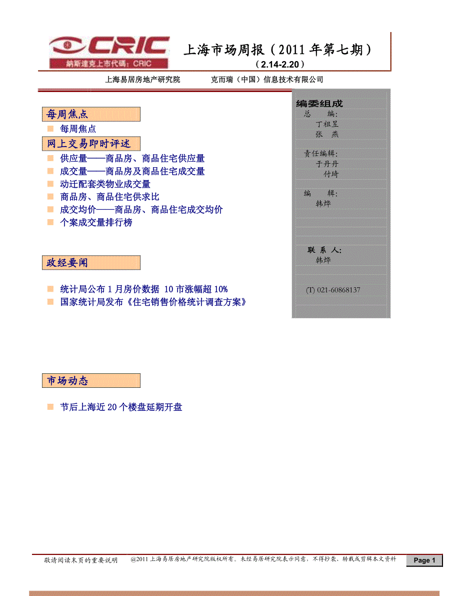 上海市2月第3周市场周报_第1页