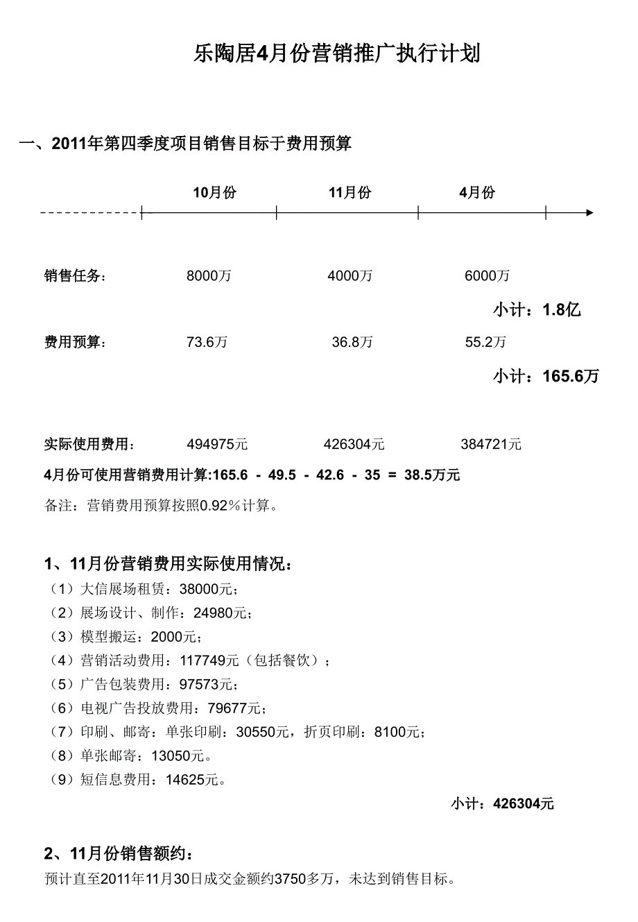 乐陶居4月份营销推广执行计划_第1页