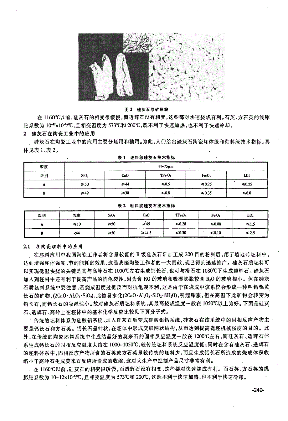 硅灰石矿物及其在陶瓷工业中的应用_第2页