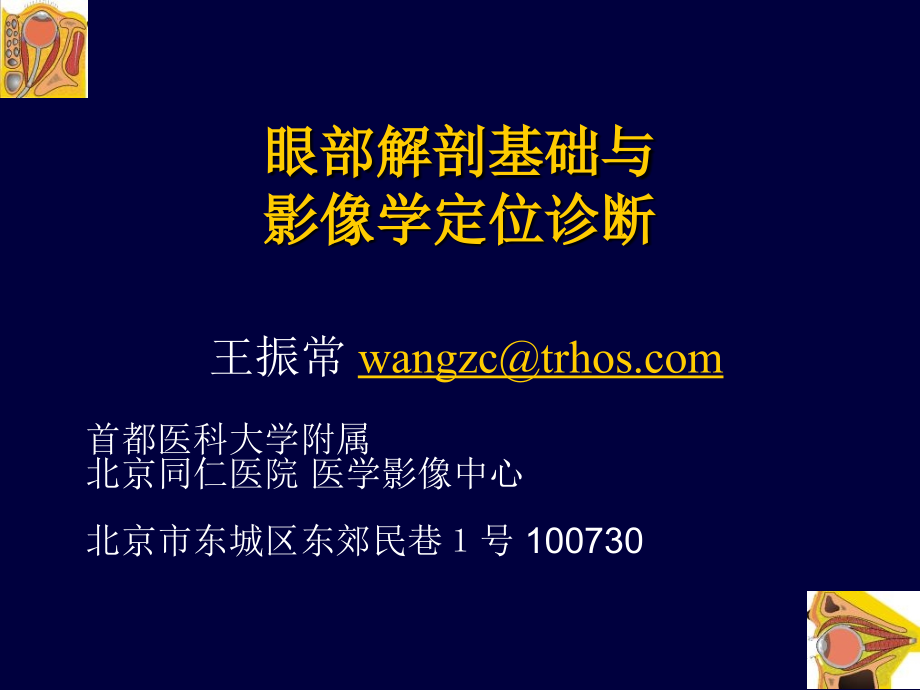 眼眶解剖基础与影像学定位诊断ppt培训课件_第1页