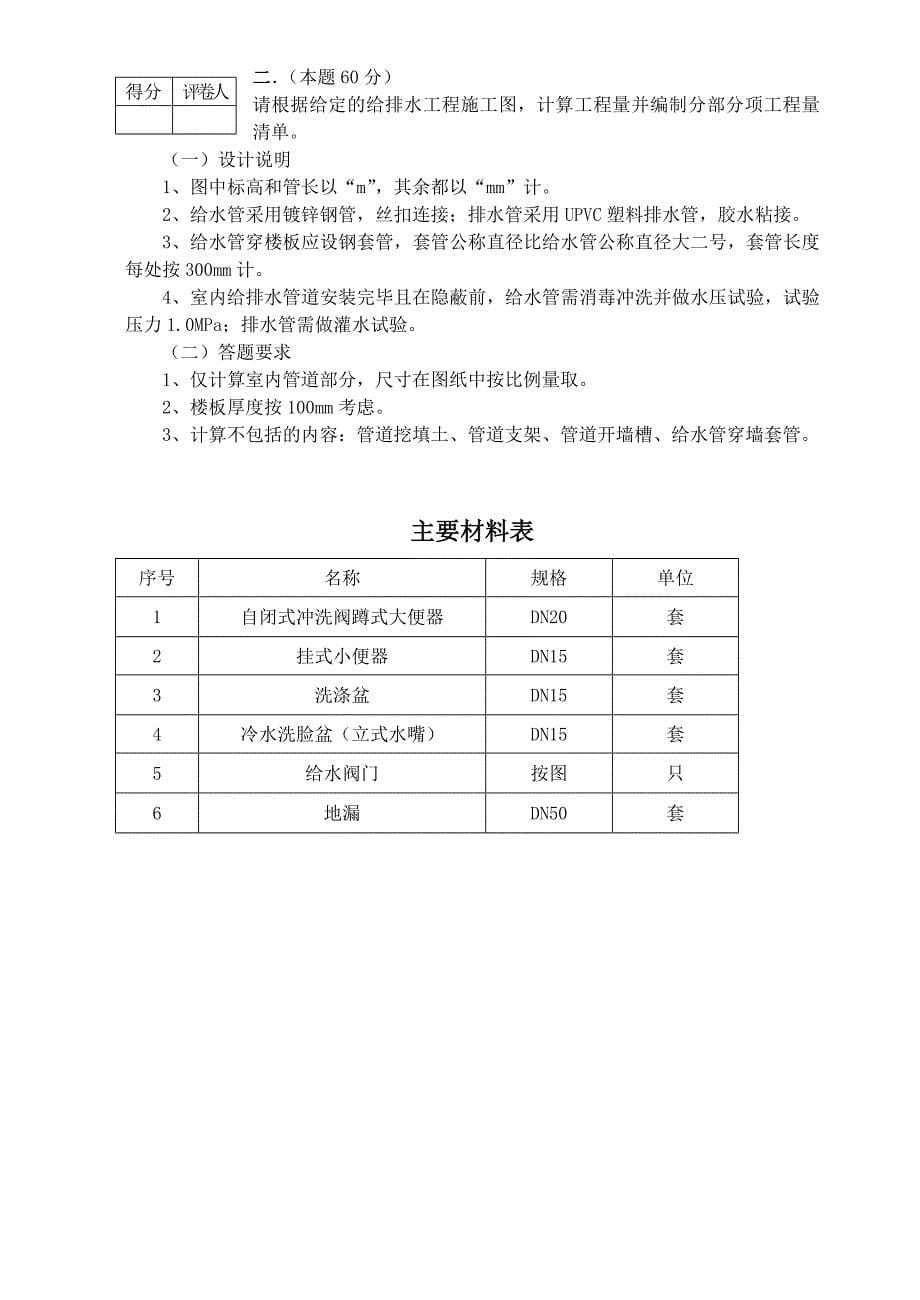 安装造价员案例分析试卷参考答案(打印版)_第5页