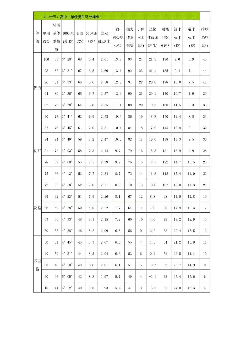 国家学生体质健康标准高中类_第5页