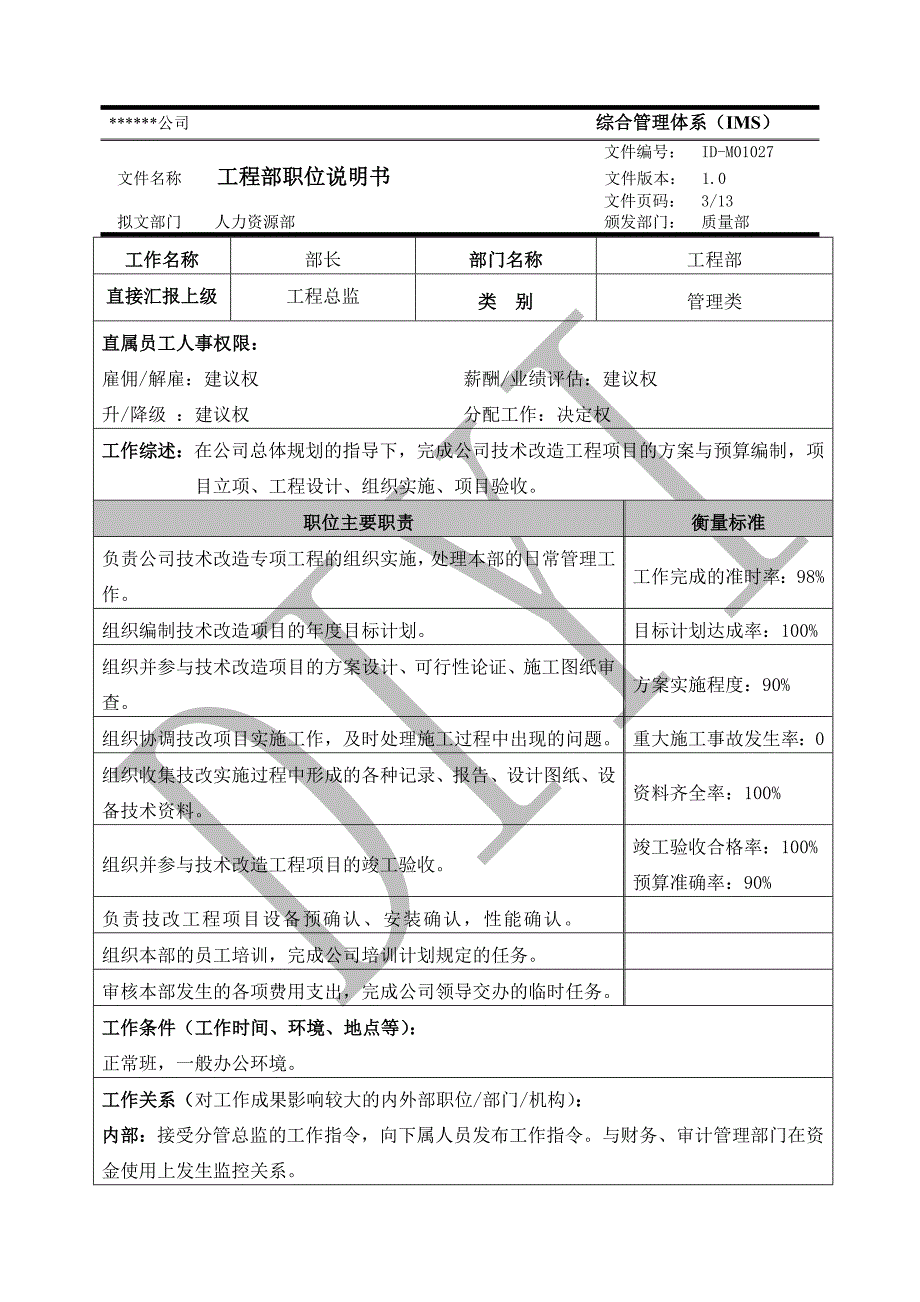 ID-M01027 工程部职位说明书1.0_第3页