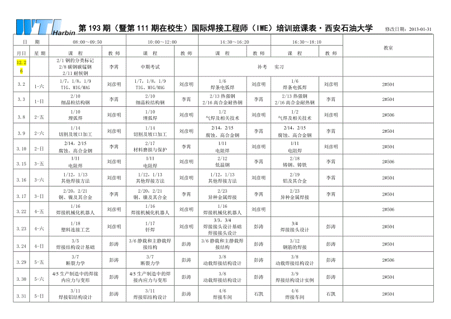 IWE-193(111)西安石油大学课表_第1页