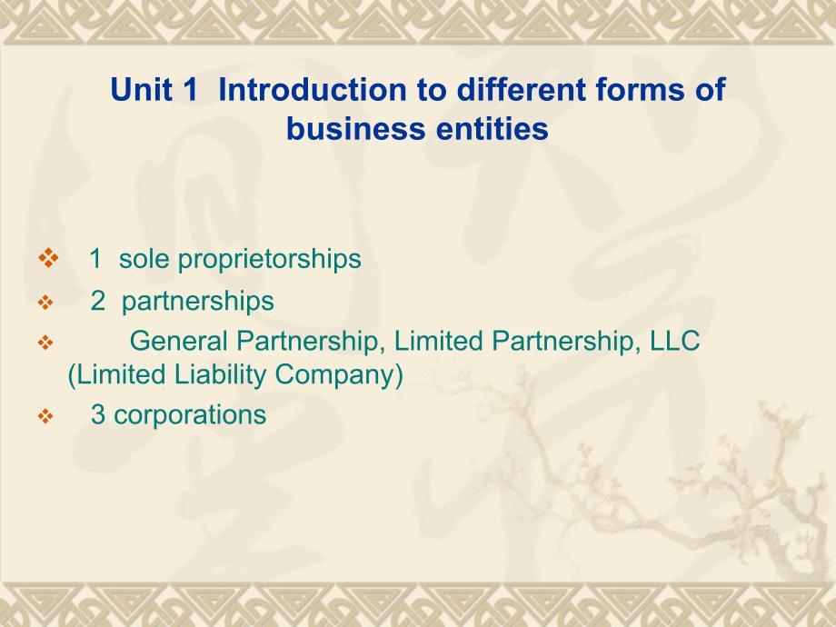 国际商法公司法Unit+1+different+organizations