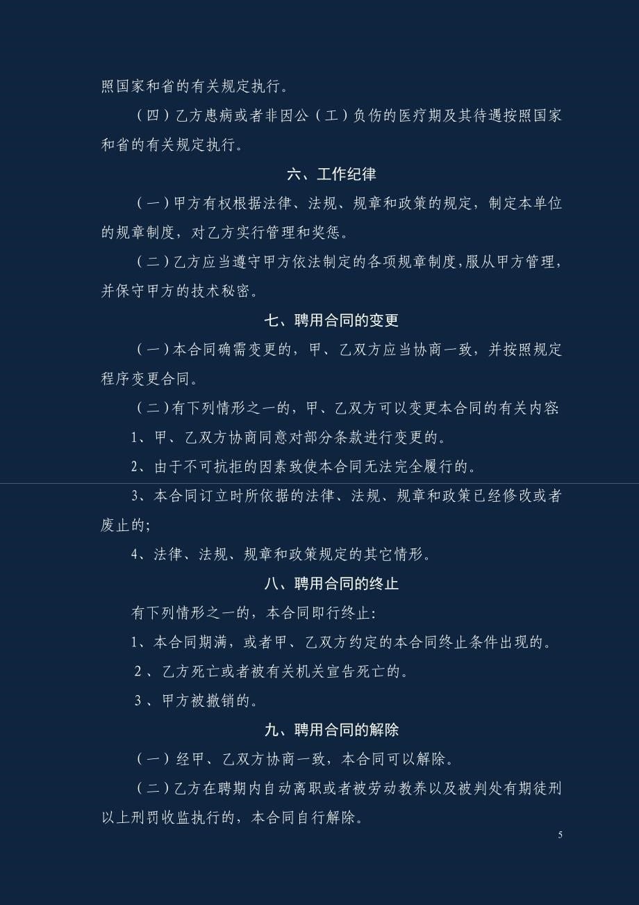 聘用合同书(样式)doc-四川省招聘执业医师到乡镇卫生院工作项目_第5页