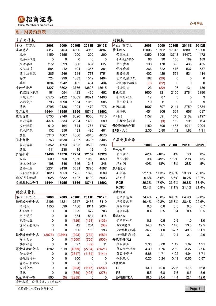 招商证券-神火股份-000933-煤炭业务仍是公司稳定的利润增长点-100806_第5页