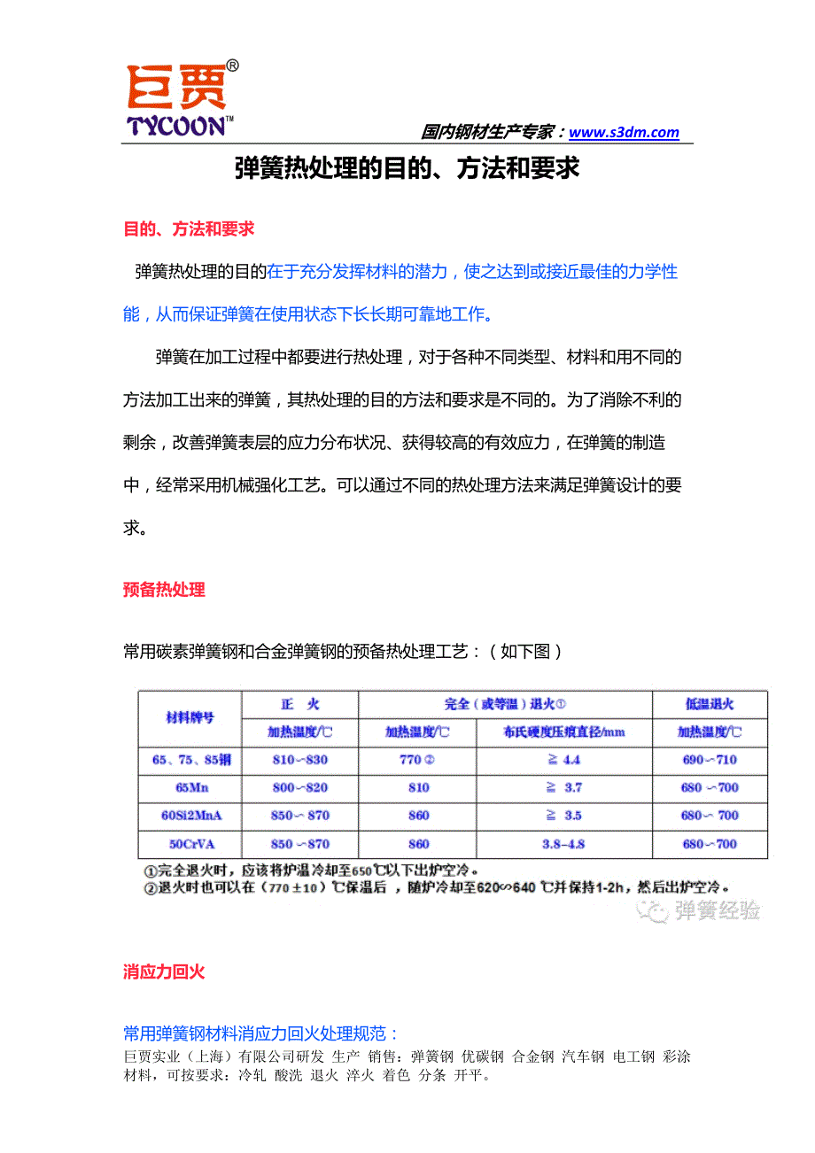 弹簧热处理的目的、方法和要求_第1页