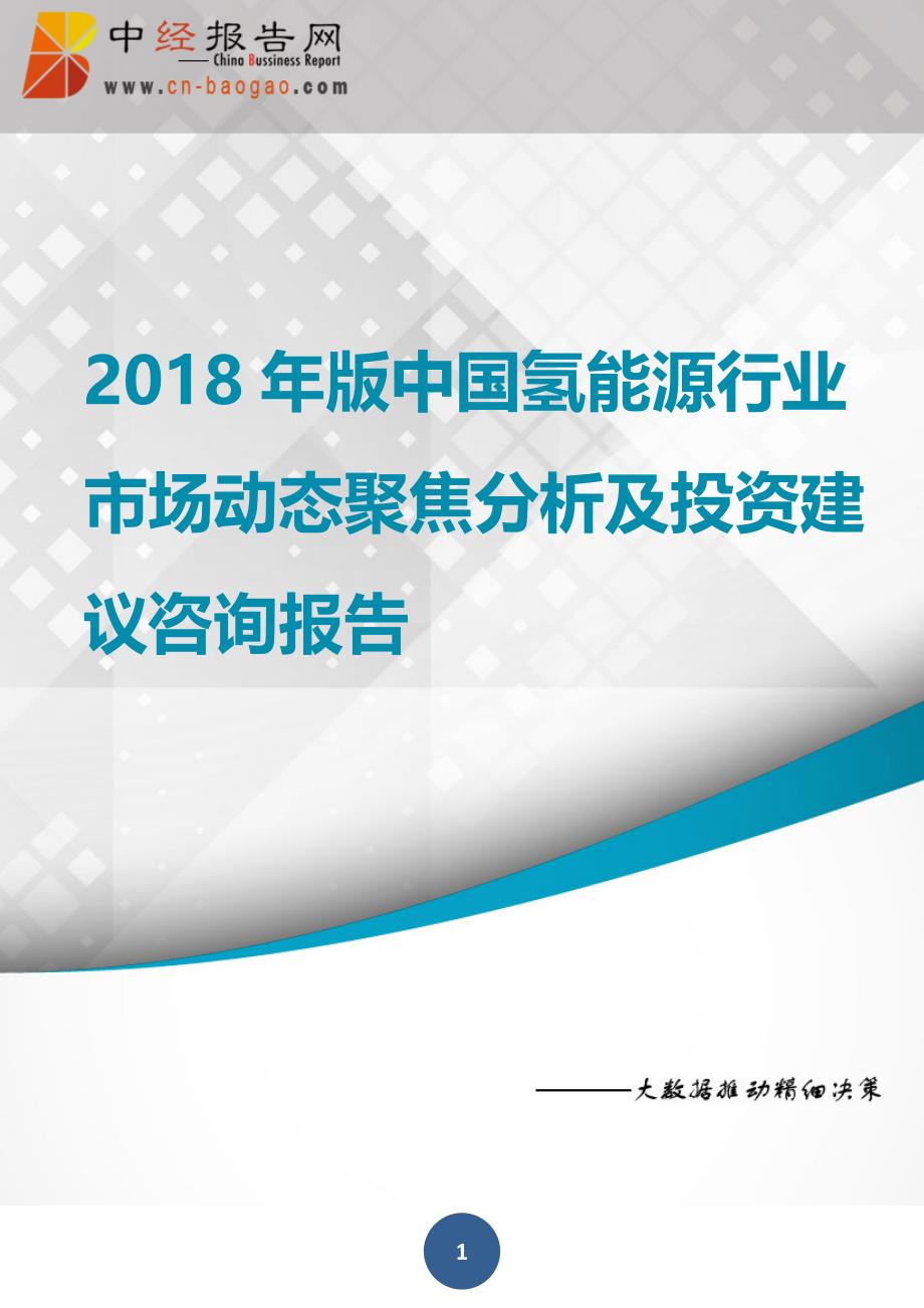 中国氢能源行业市场动态聚焦分析及投资建议咨询报告2018年版(目录)_第1页