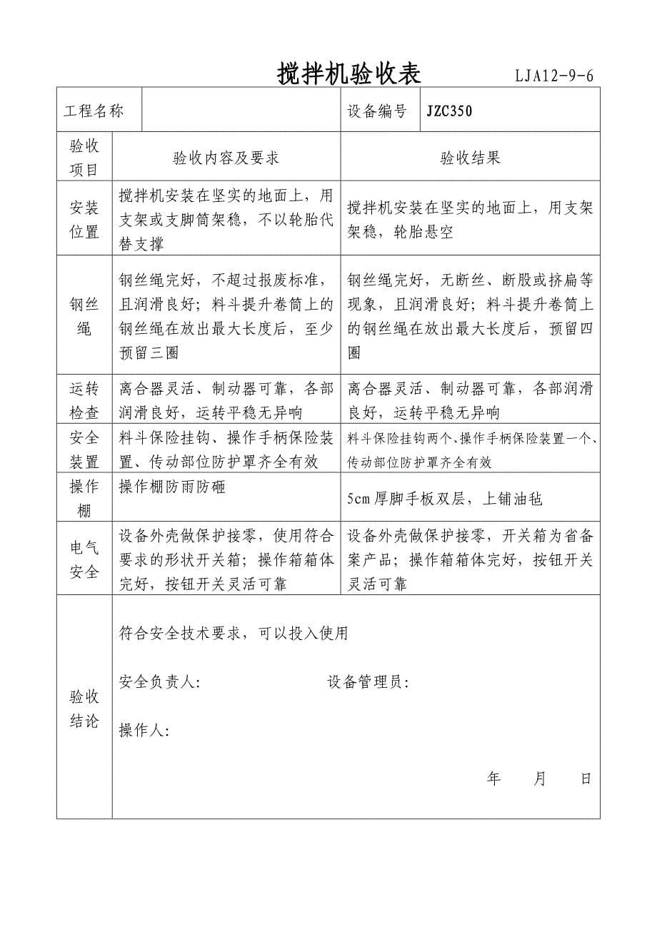 设备安装验收表样表_第5页