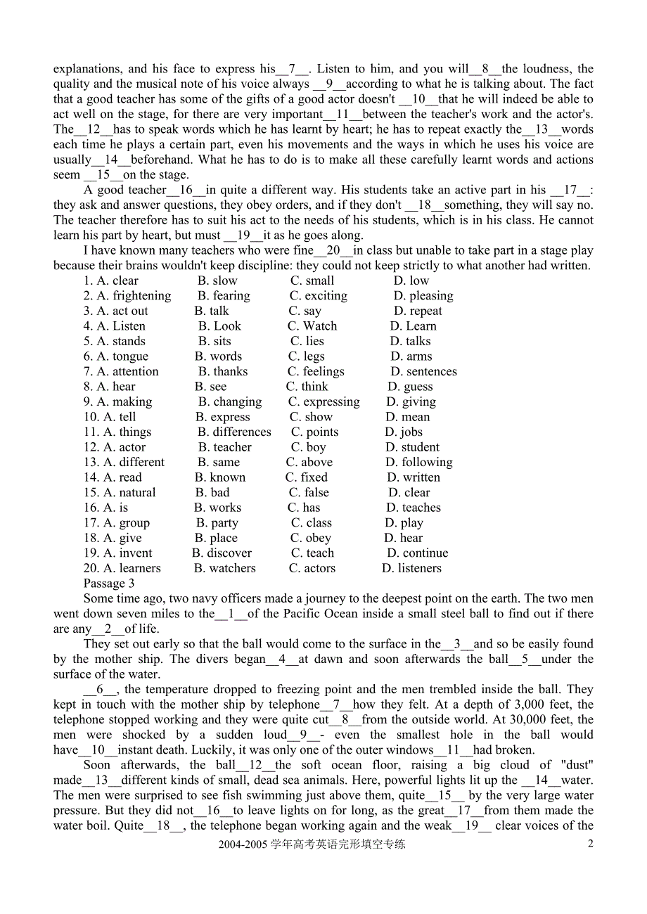 2005年高考英语完形填空精练详解_第2页