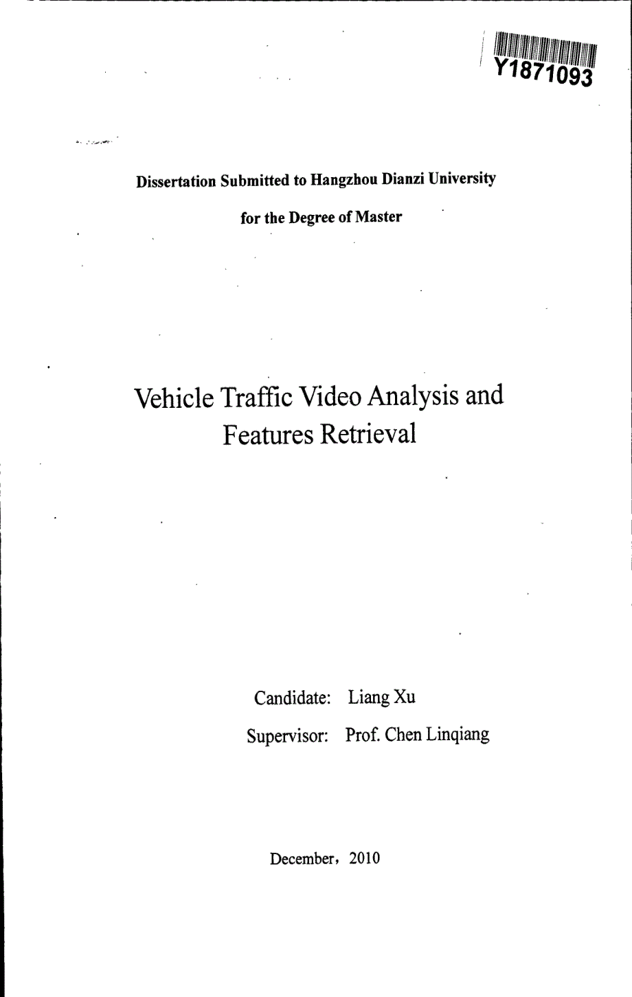 交通视频中车辆分析及特征检索2010年_第1页