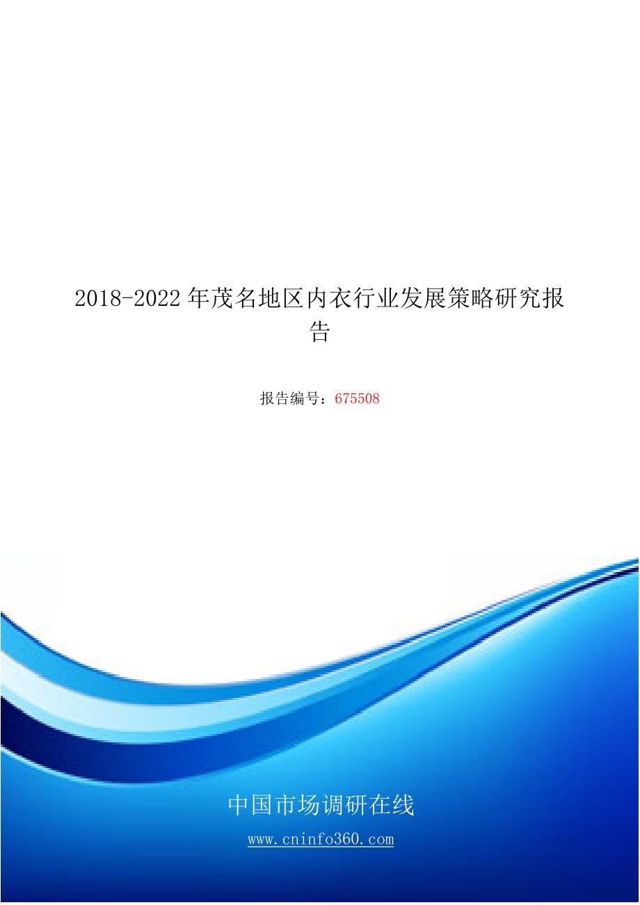 2018年茂名地区内衣行业发展策略研究报告目录_第1页