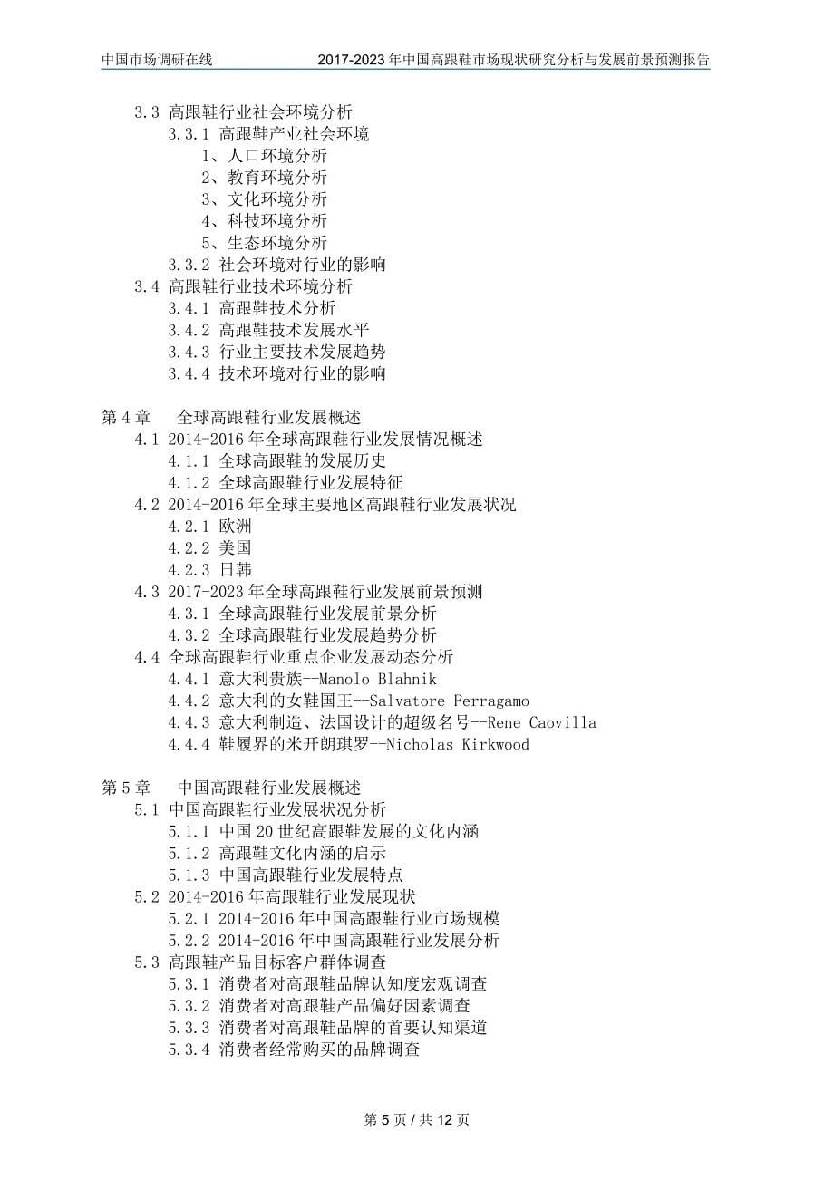 2018年中国高跟鞋市场调研分析报告目录_第5页