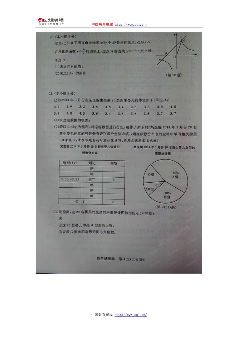 2014浙江湖州中考数学试题_第4页