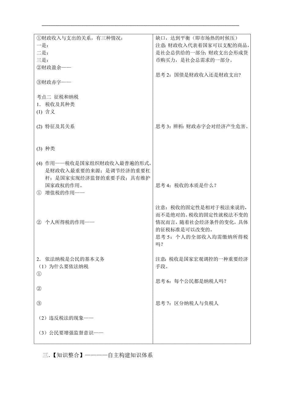 2012年届高考政治一轮复习学案：第八课财政与税收_第2页