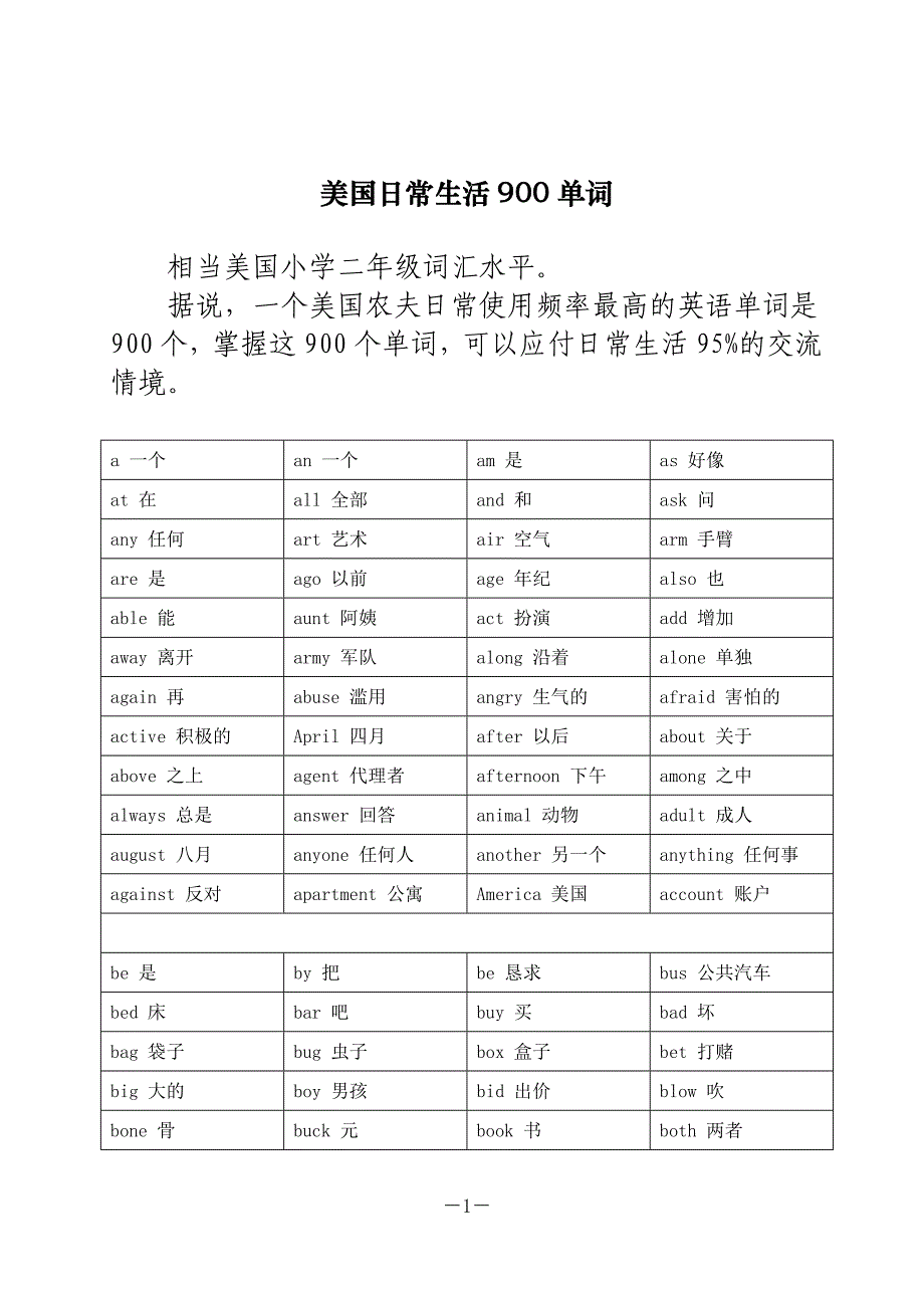 900常用Englishword_第1页