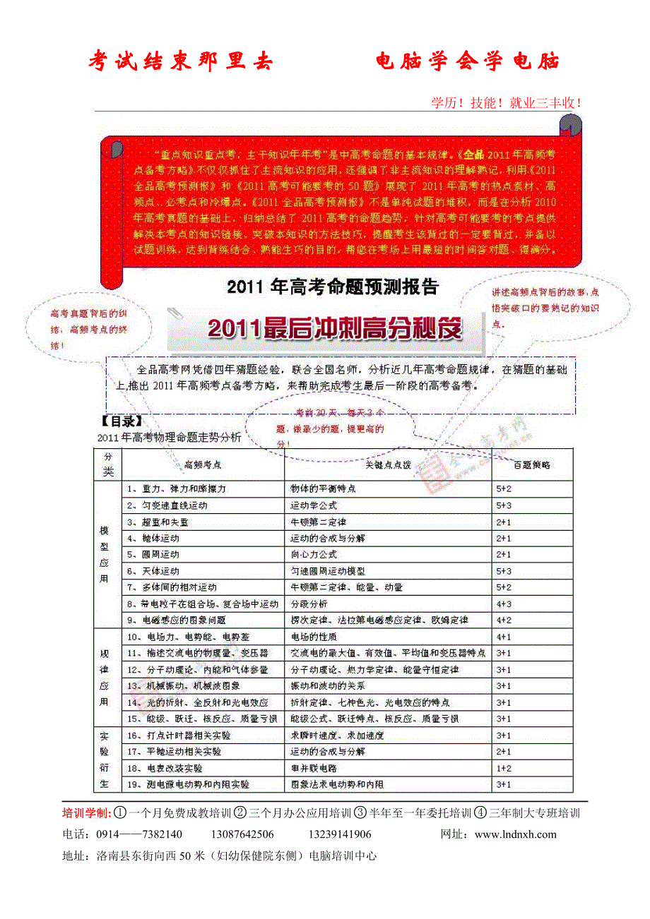 2011年全品高考命题预测报告物理大纲_第1页