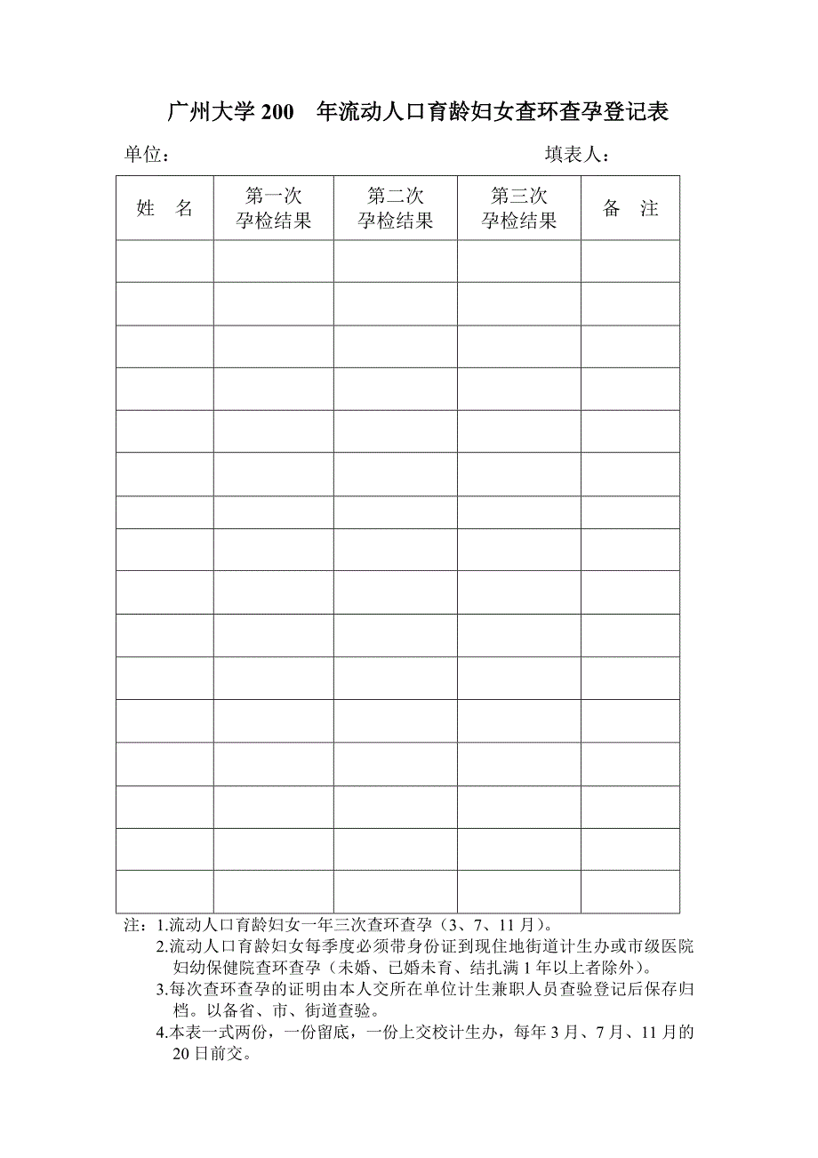 广州大学年流动人口查环查孕登记表_第1页