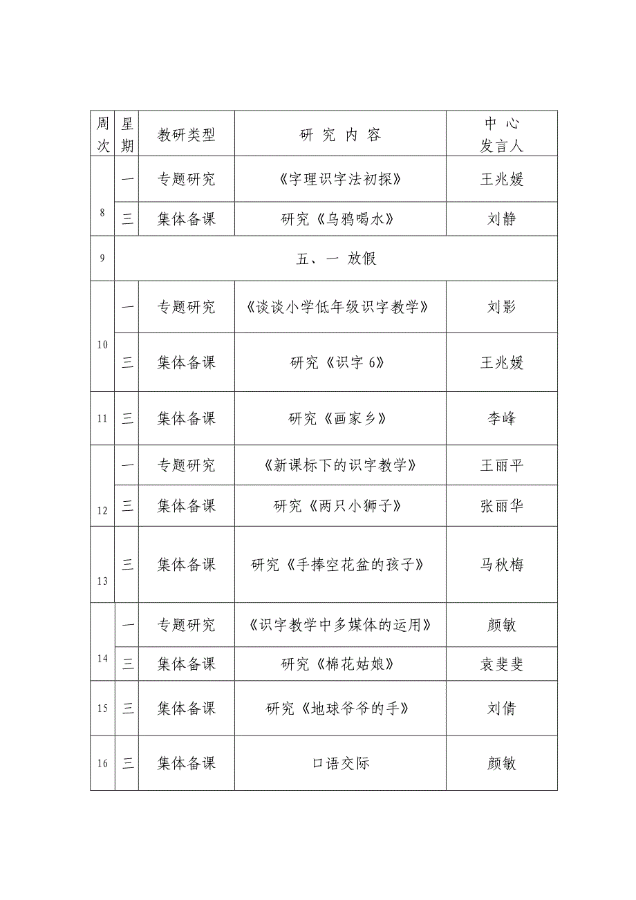 教研活动安排表_第2页