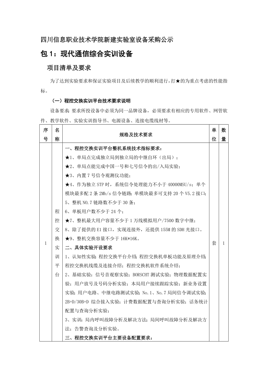 四川信息职业技术学院新建实验室设备采购公示_第1页