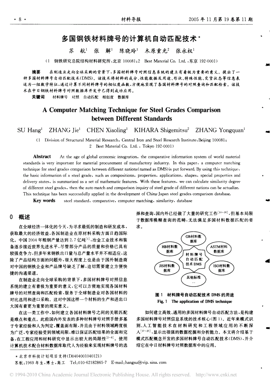 多国钢铁材料牌号的计算机自动匹配技术_第1页