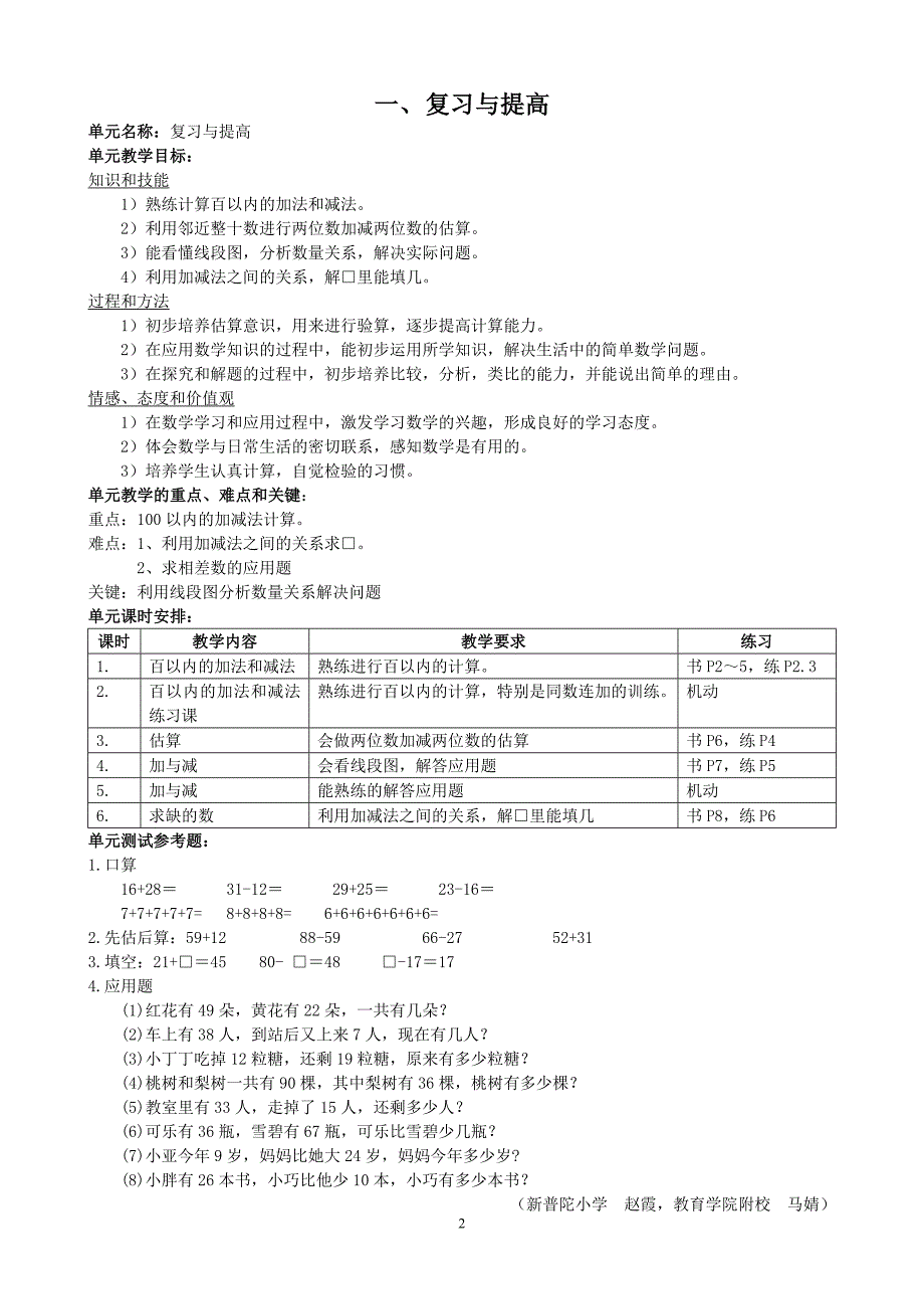 小学数学教学单元计划_第3页