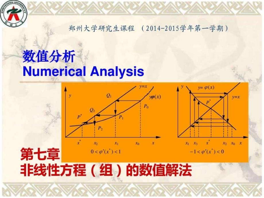 数值分析第七章非线性方程（组）的数值解法ppt培训课件_第1页