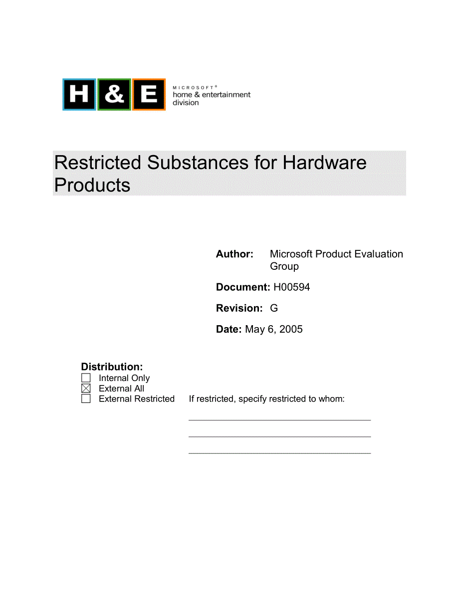 微软(microsoft)有害物质管制标准和工作程序h00594revg_第1页