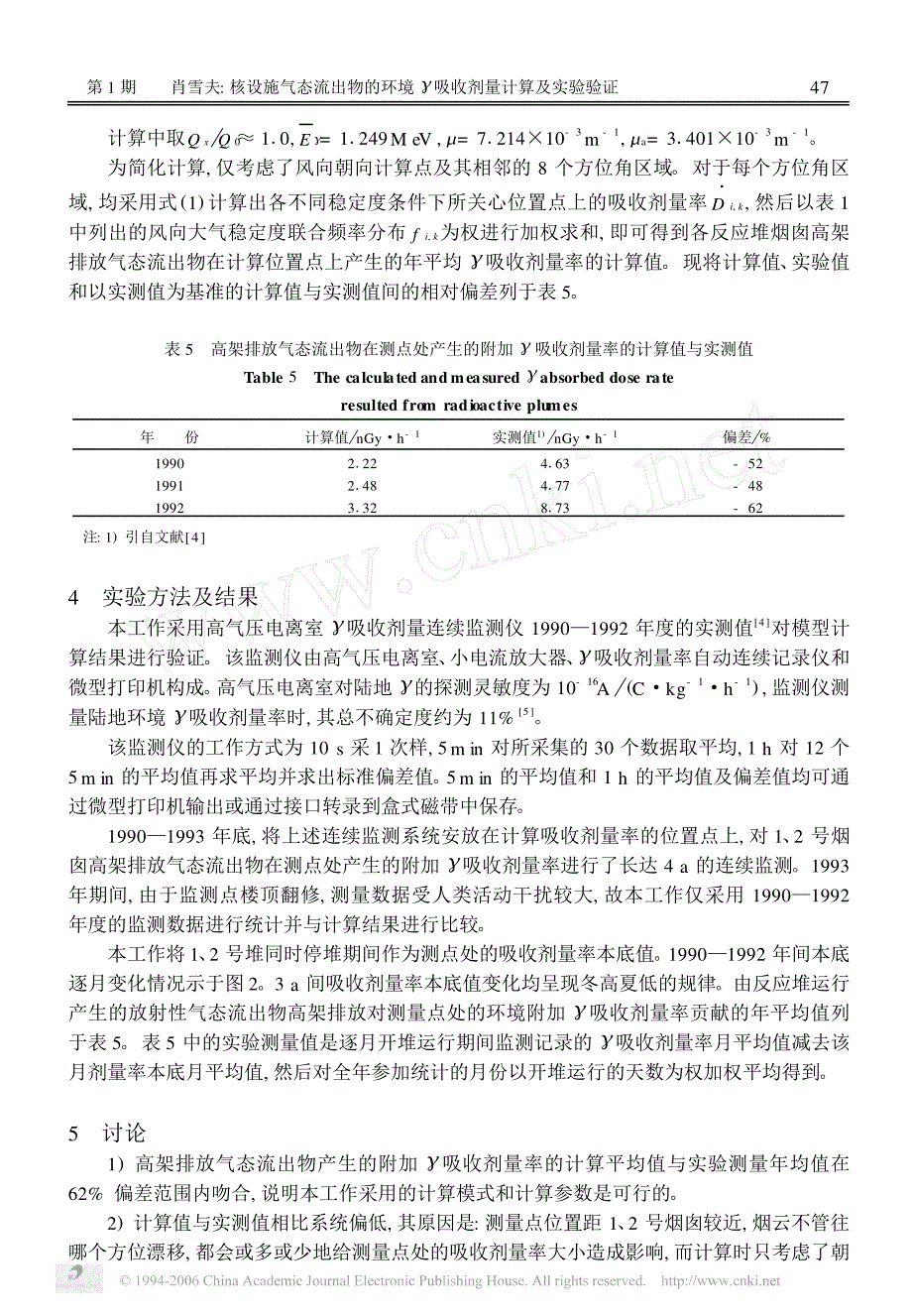 核设施气态流出物的环境γ吸收剂量计算及实验验证_第4页