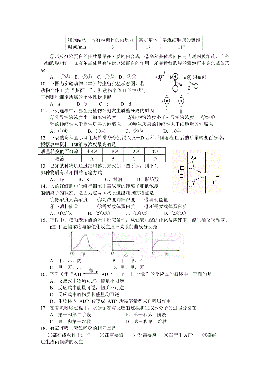 文登四中高一生物练习题_第2页