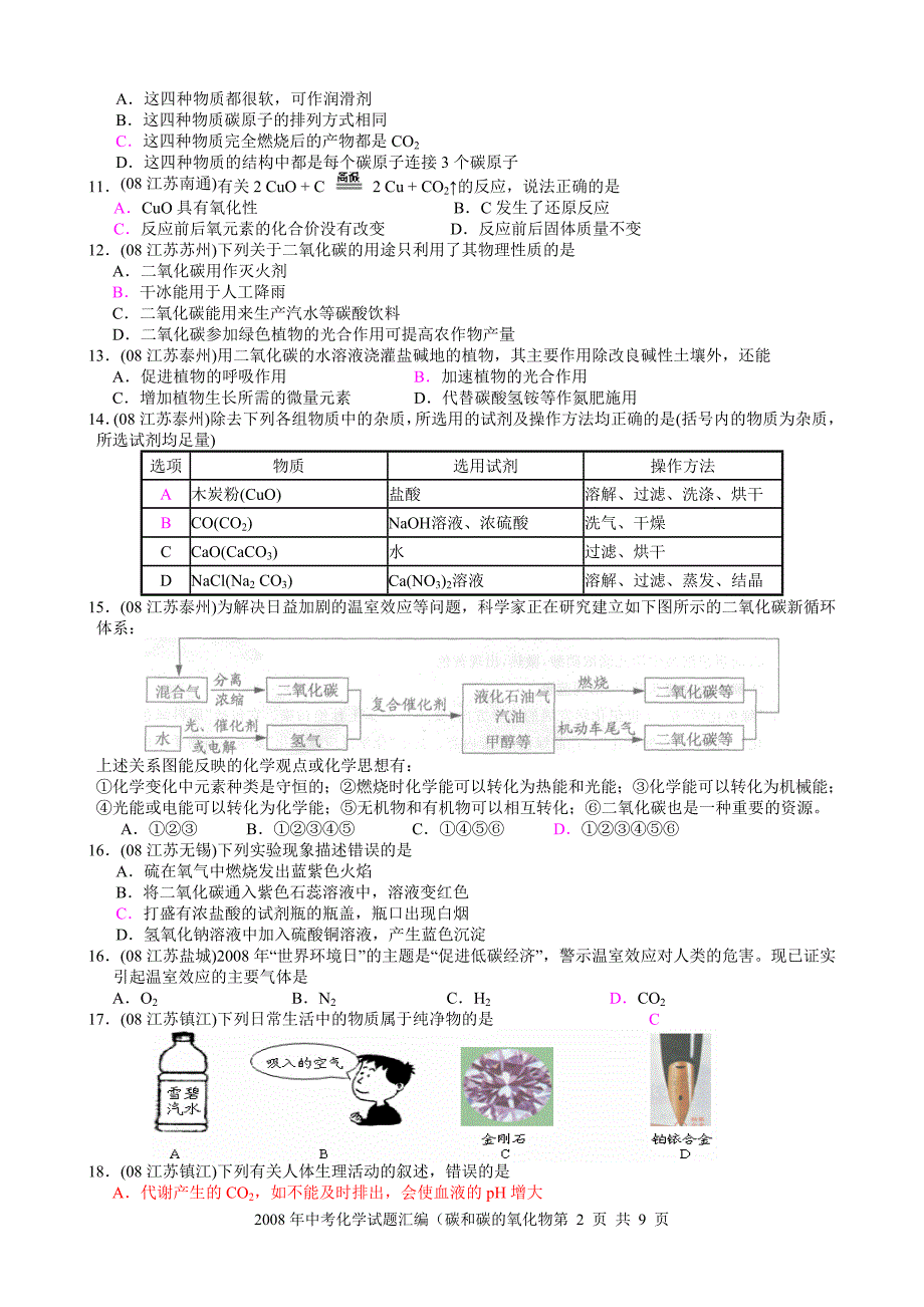 中考化学试题汇编(碳和碳的氧化物)_第2页