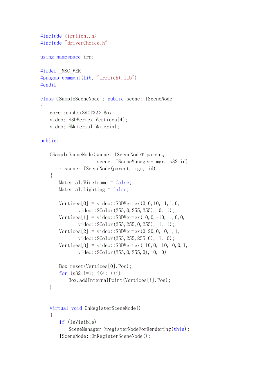 开源3d游戏引擎irrlicht(鬼火)example讲解——customscenenode_第2页