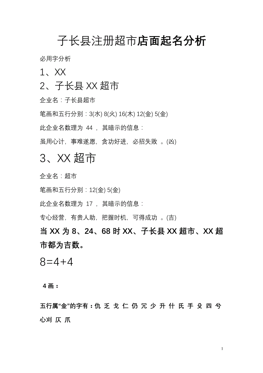 子长县注册超市店面起名分析_第1页
