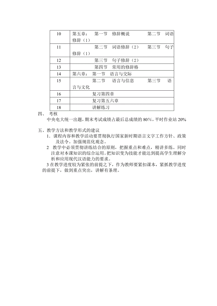 现代汉语(2)课程教学实施方案_第2页