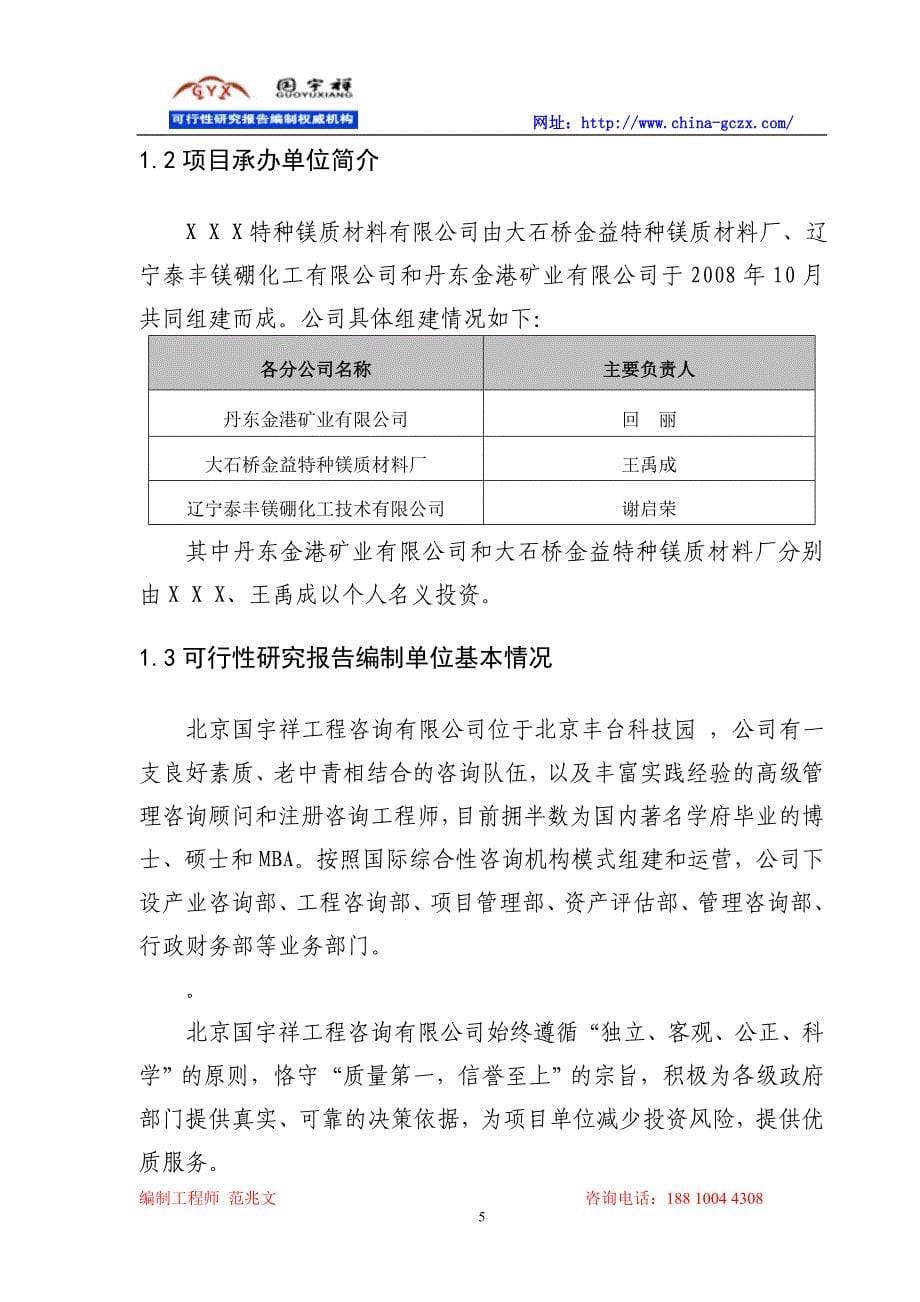 高纯氧化镁项目可行性研究报告（申请报告用备案2015）_第5页