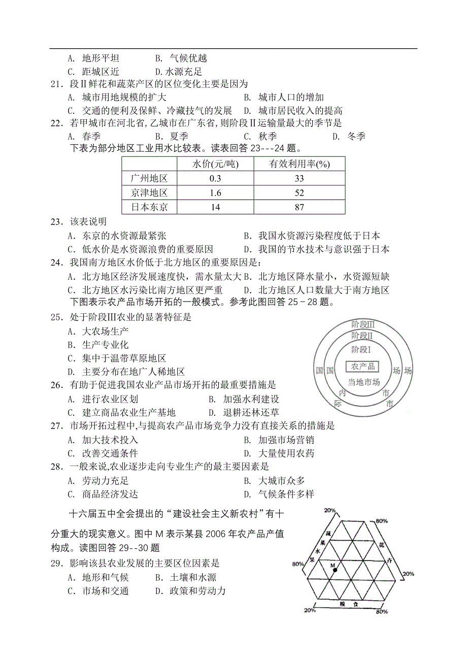 高中一年级地理新课程统一测试_第4页