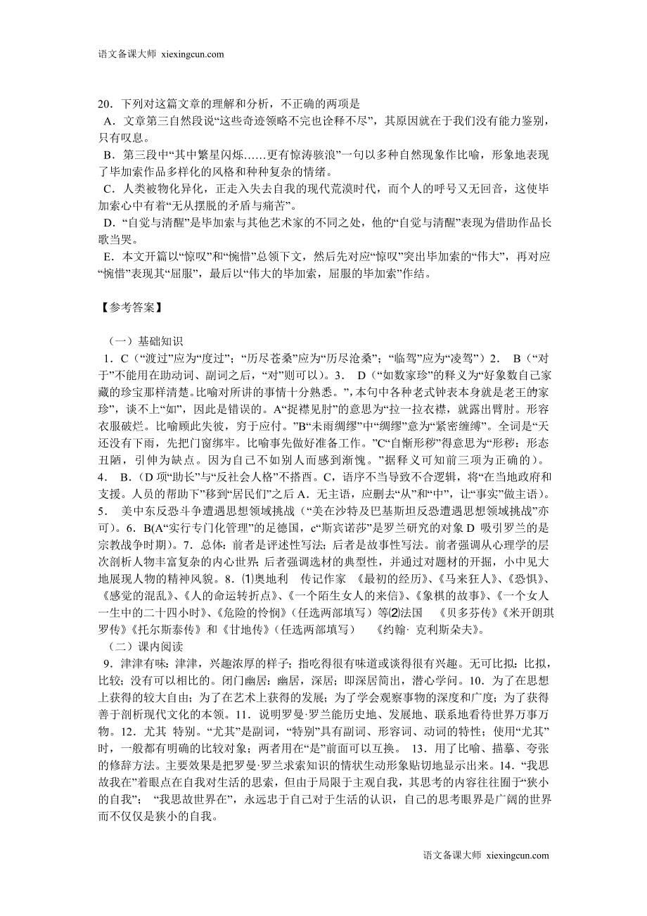 罗曼罗兰同步练习_第5页