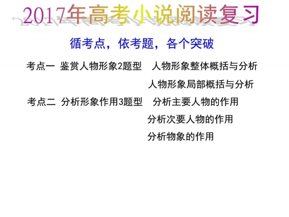 2018高考小说阅读之人物形象3（实用）ppt培训课件_第1页