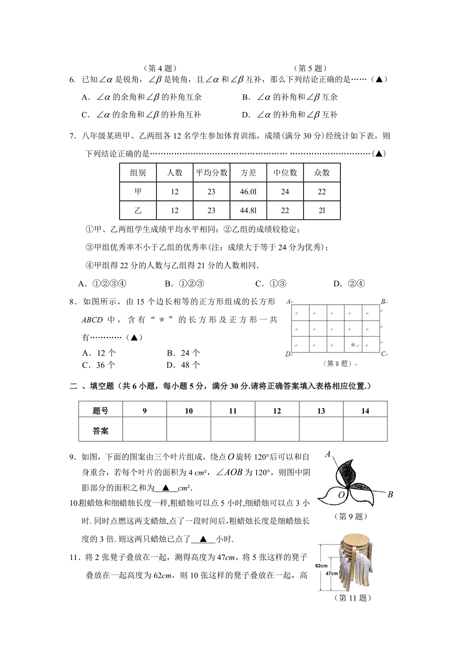 温州市第二届八年级“摇篮杯-----生活中的数学知识”初赛试题_第2页